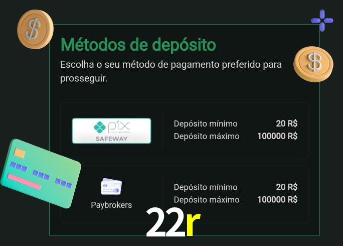 O cassino 22r oferece uma grande variedade de métodos de pagamento